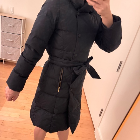 Made in Japan Luxury Navy Puffer Down Coat with Belt - Italian Fabric - Size XS - Picture 4 of 11